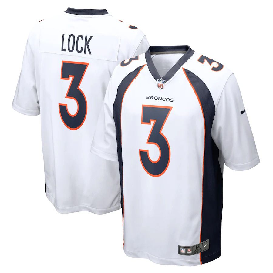 Men Denver Broncos #3 Drew Lock Nike White Game Player NFL Jersey
